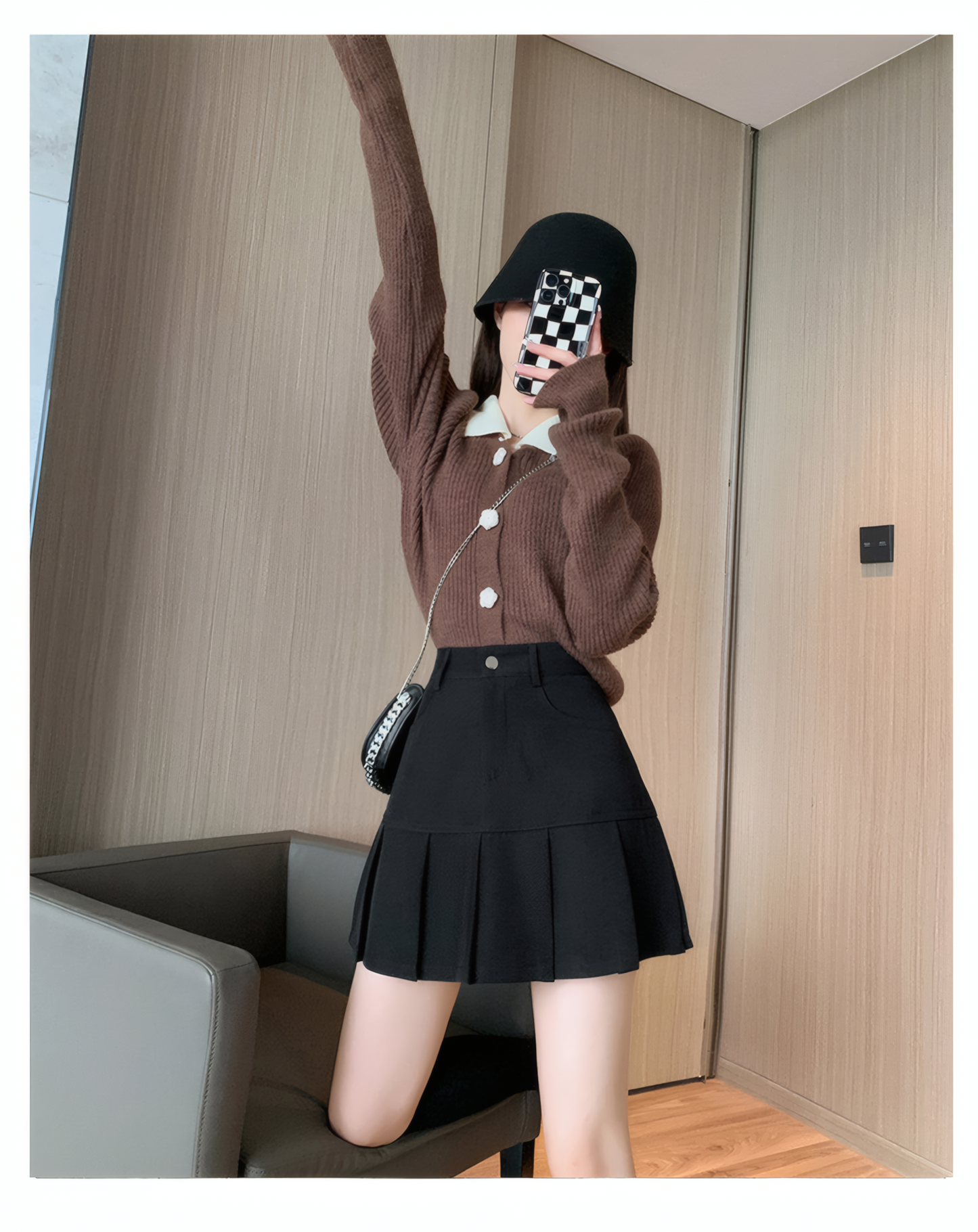 ハイウエストプリーツミニスカート