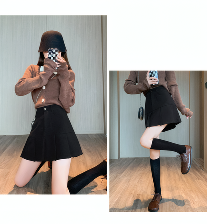 ハイウエストプリーツミニスカート