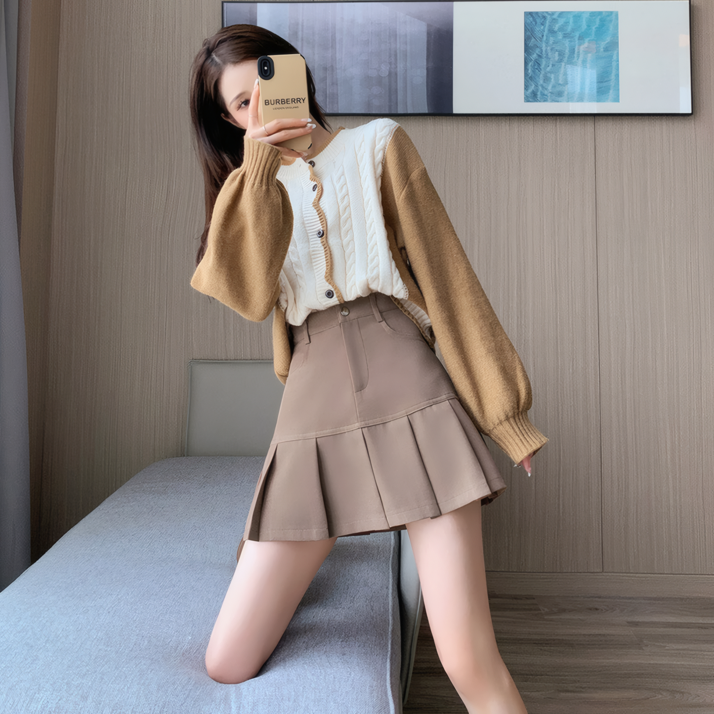 ハイウエストプリーツミニスカート