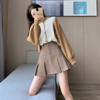 ハイウエストプリーツミニスカート